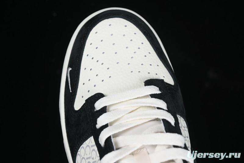 Nike SB Dunk Low Gucci Collaboration Black White Lettering Anniversary High-End Custom Low-Top Casual Skate Shoes - DJ2024-098