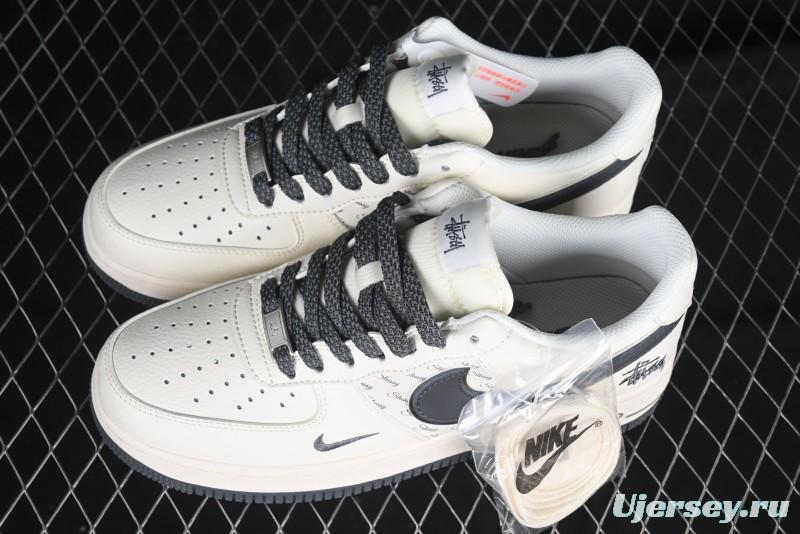 Nike Air Force 1 '07 Low Stussy Collaboration - Grey English Patchwork Low-Top Casual Sneakers - XZ3328-536