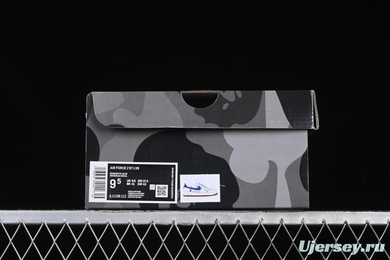 Nike Air Force 1 '07 Low Bape Collaboration Beige Blue Gum Pull Tab Casual Sneakers - SJ1198-112