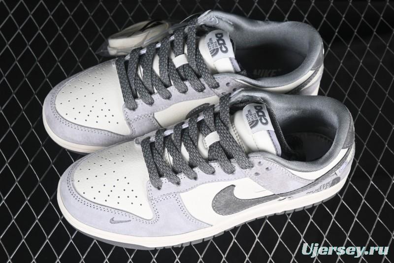Nike SB Dunk Low The North Face Collaboration Double Swoosh Grey Pigskin Anniversary Edition Custom Low-Top Casual Skate Shoes - XX3168-009