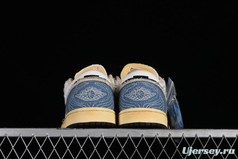 Nike Air Jordan 1 Low SE "WRMK" AJ1 Sashiko Stitch Low-Top Casual Sneakers - FN7670-493