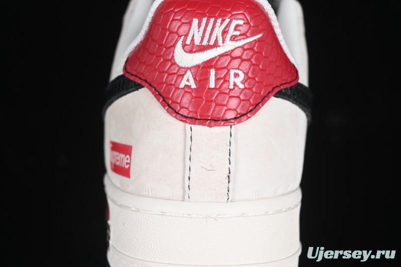Nike Air Force 1 '07 Low Supreme Snake Year Limited Edition Black Snake Swoosh Low-Top Casual Sneakers - HH7518-033