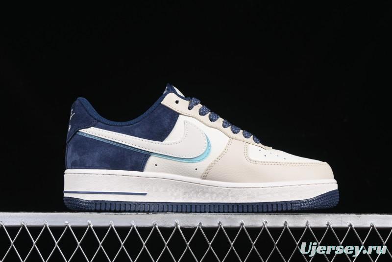 Nike Air Force 1 '07 Low Stussy Collaboration Light Blue White Transparent Swoosh Low-Top Casual Sneakers - DM6688-055