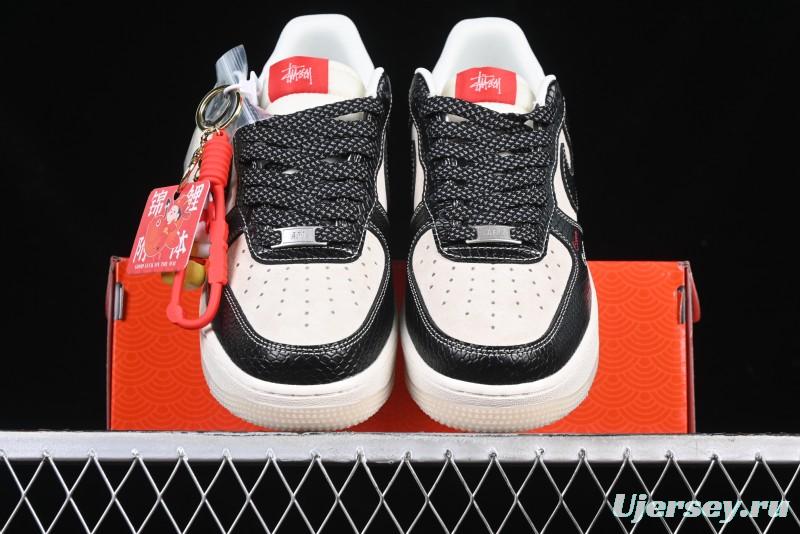 Nike Air Force 1 '07 Low Stussy Collaboration Year of the Snake Limited Edition Black Snake Dual-Color Casual Sneakers - HH7518-034