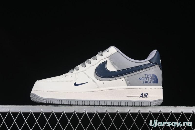 Nike Air Force 1 '07 Low The North Face Collaboration Grey Blue Double Swoosh Casual Sneakers - XS1958-520