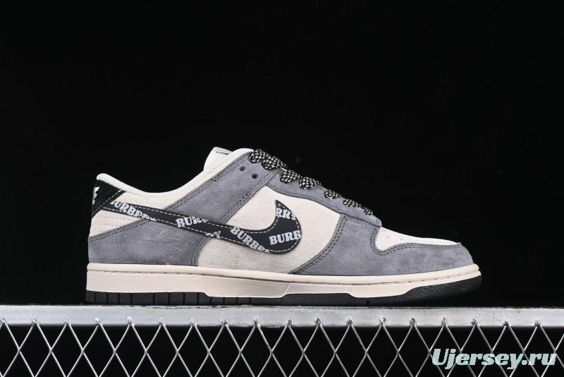 Nike SB Dunk Low Anniversary Edition Customized Sneakers with Grey Swoosh Logo - DJ2024-083
