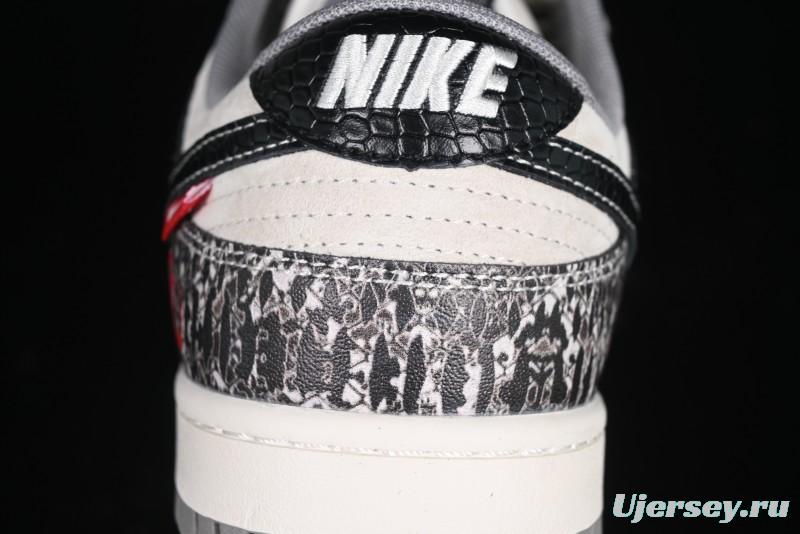 Nike SB Dunk Low Year of the Snake Series Snake Scale Black Swoosh Custom Low-Top Casual Skate Shoes - YX5066-272