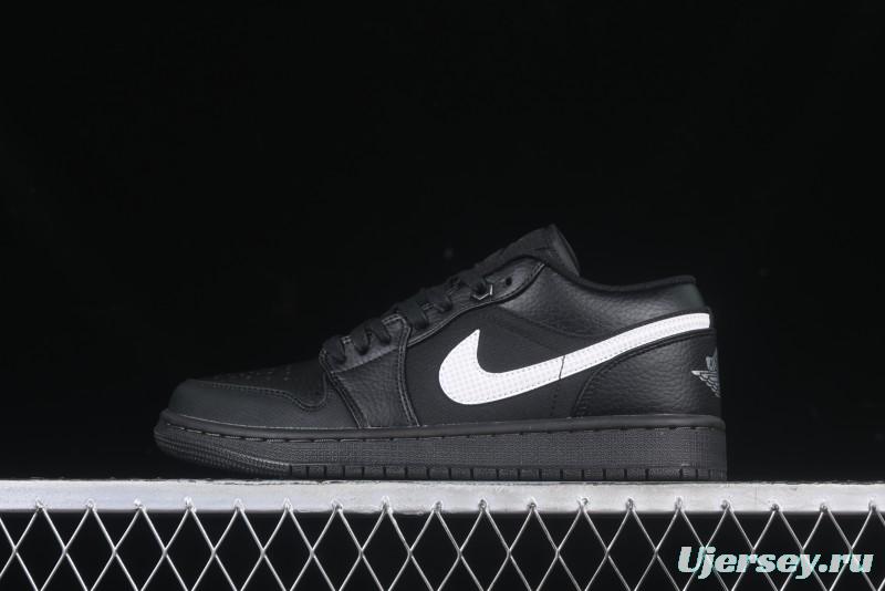 Nike Air Jordan 1 Low AJ1 Basketball Shoes in Black and White Canvas and Leather - HV5968-001