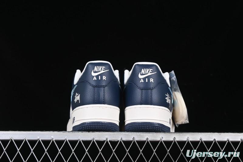 Nike Air Force 1 '07 Low Stussy Collaboration Green Embroidered Swoosh Custom Casual Sneakers - DM6688-021