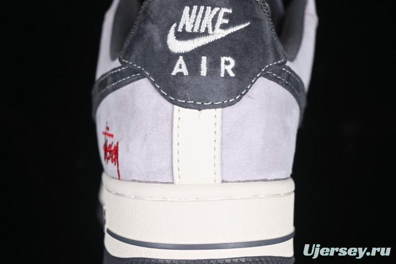 Nike Air Force 1 '07 Low Stussy Collaboration Pig Skin Swoosh Logo Low-Top Casual Sneakers - XS1958-501