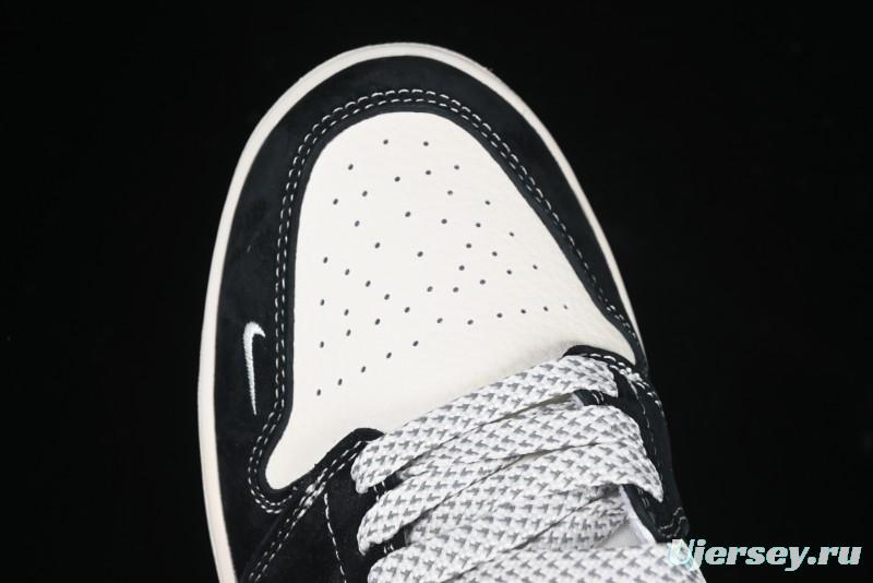 Nike Air Jordan 1 Low Retro Basketball Shoes Custom Stussy Black - FC1688-199