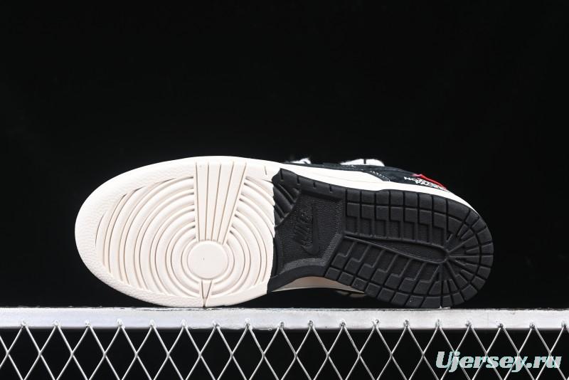 Nike SB Dunk Low The North Face x Supreme Anniversary Edition Customized Lace-Up Black White Black Swoosh Casual Skate Shoes - YX5066-227