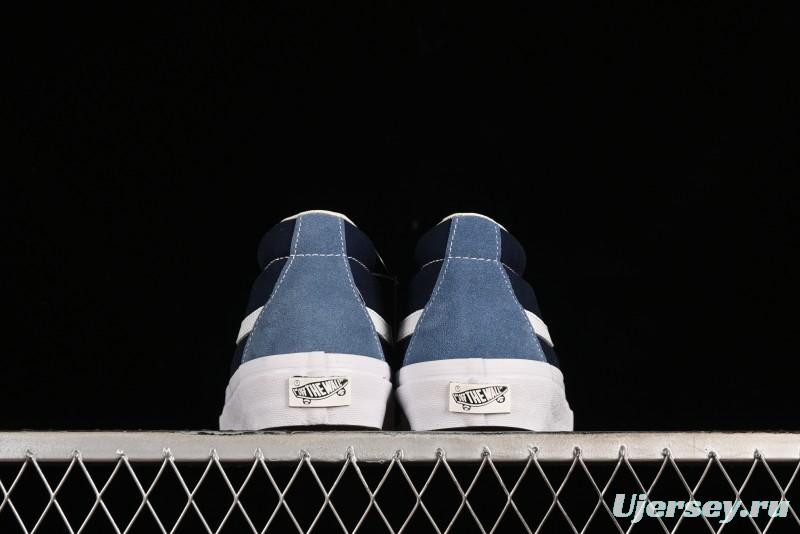 Vans Sk8-Mid Reissue 83 High-End Retro Skate Shoes with Blue Patchwork Suede - VN000CQQDWR