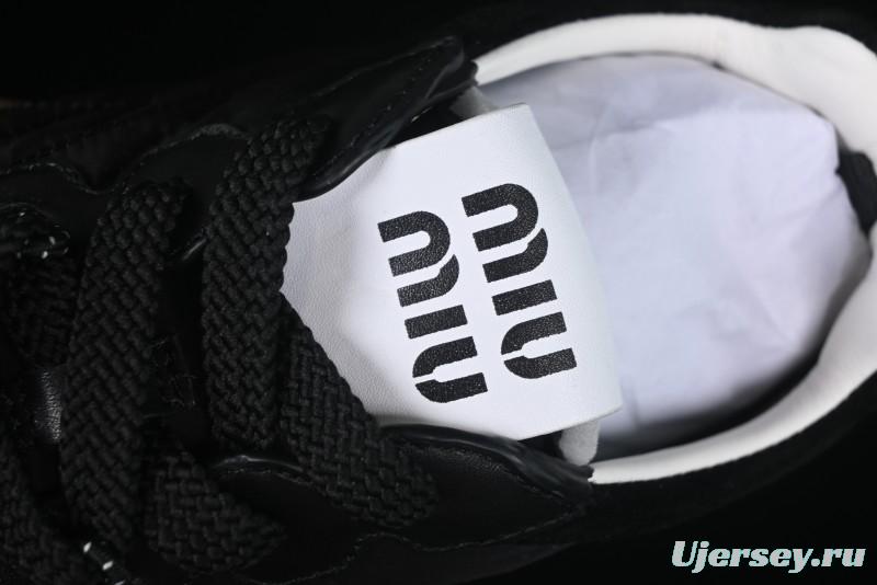 Miu Miu Suede Round Toe Lace-Up Women's Low-Top Casual Shoes - 99D4