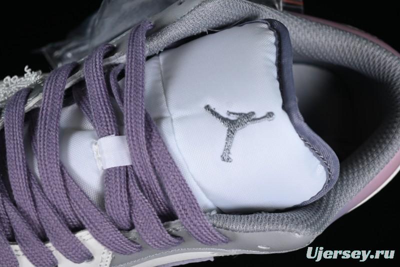 Nike Air Jordan 1 Low AJ1 Retro Basketball Shoes with Panda Mischief Modern Floral Design - 553560-053