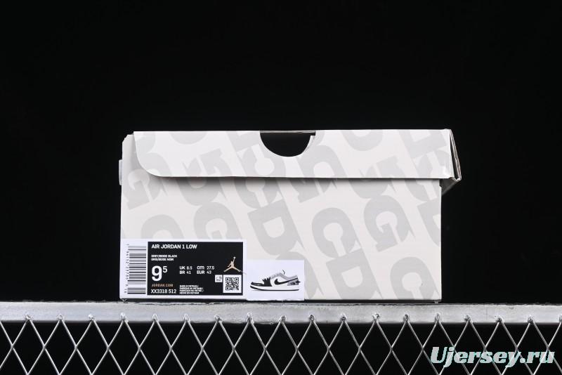 Nike Air Jordan 1 Low AJ1 The North Face Collaboration - Grey Black Toe Retro Basketball Shoes - XX3318-512