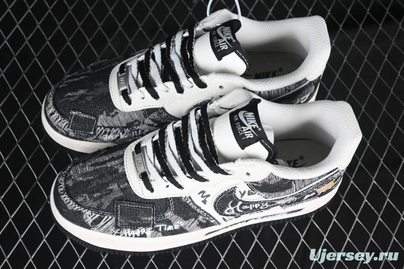 Nike Air Force 1 '07 Low "Black Jeans" Graffiti Casual Sneakers - FB0607-660