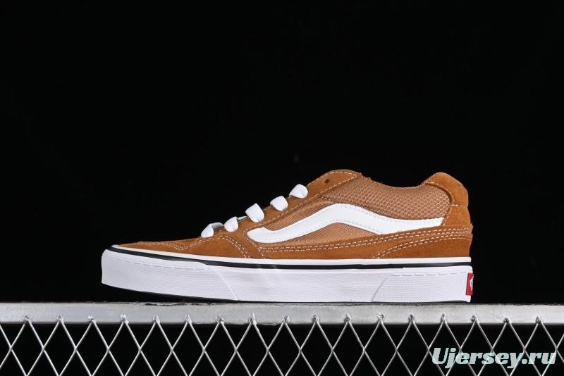 Vans Caldrone Classic American Retro Skate Shoes in Brown Orange - VN000CXZ1OU
