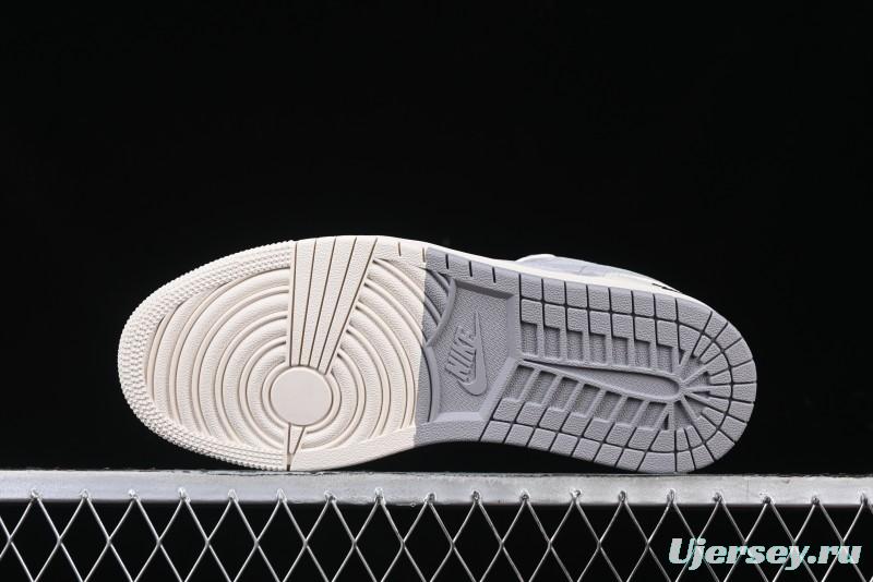 Nike Air Jordan 1 Low Stussy Collaboration - Retro Basketball Shoes in Light Grey - SJ9950-044