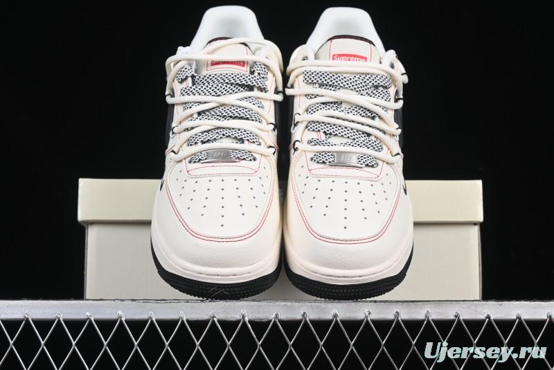 Nike Air Force 1 '07 Low Supreme Collaboration - Beige Red Lace-Up Low-Top Casual Sneakers SJ1198-104