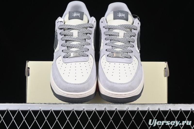 Nike Air Force 1 '07 Low Stussy Collaboration - Pig Grey Swoosh Low-Top Casual Sneakers - XZ3318-066