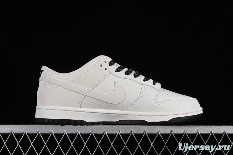 Nike SB Dunk Low Collaboration Three Swooshes Beige Black Color Low Top Casual Skateboarding Shoes - NK5639-321