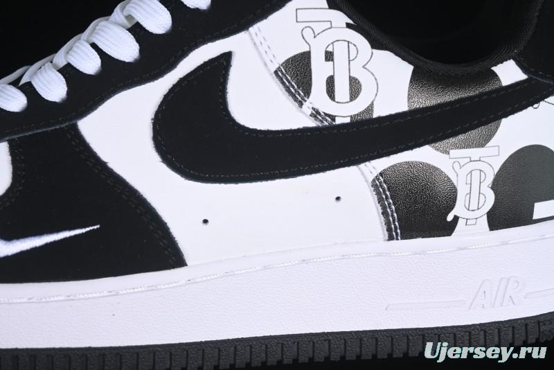 Nike Air Force 1 '07 Low Burberry Collaboration Black White Cow Print Casual Sneakers - DF0188-029
