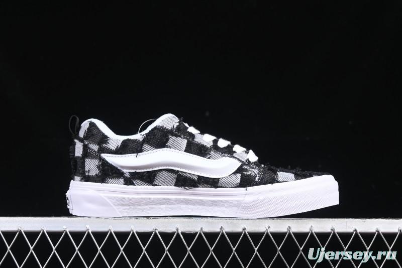 Vans Knu Skool Checkerboard Washed Denim Low-Top Casual Skate Shoes - VN000CS0239