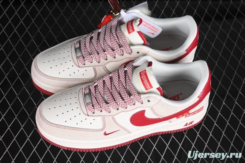 Nike Air Force 1 '07 Low Supreme Collaboration Year of the Snake Limited Edition Red Snake Swoosh Low-Top Casual Sneakers - HH7518-032