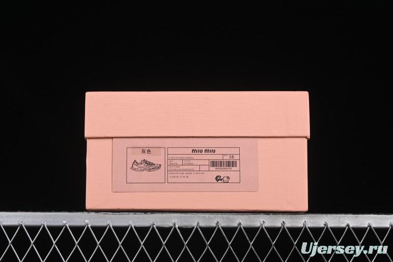 Miu Miu Suede Round Toe Lace-Up Low Top Women's Casual Shoes - 99D4