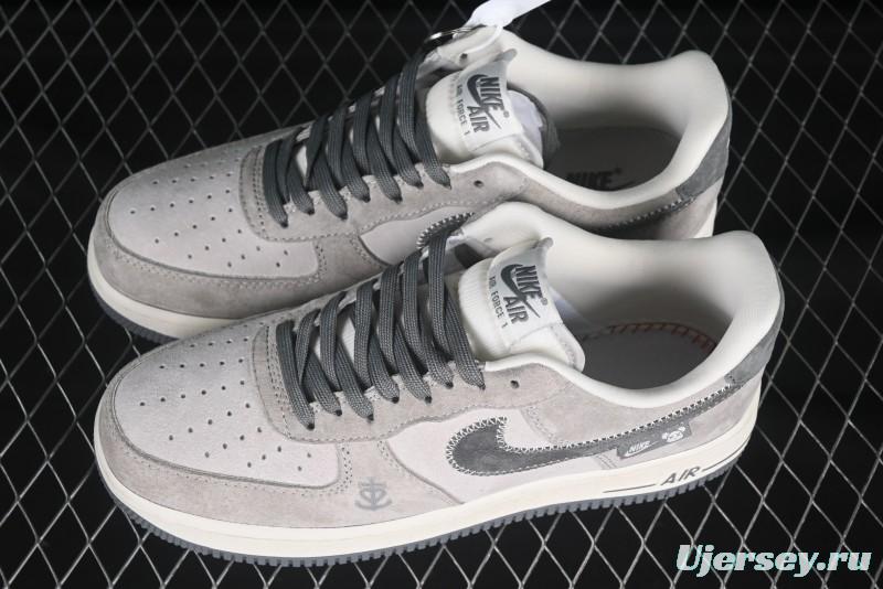 Nike Air Force 1 '07 Low Violent Bear Collaboration Grey Embroidered Swoosh Low-Top Casual Sneakers - KK1988-047