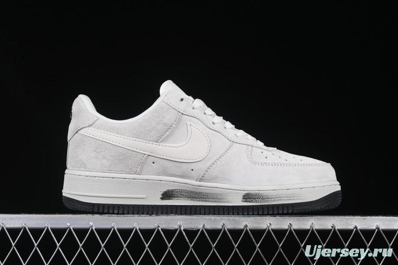Nike Air Force 1 '07 Low Grey Pig Suede Graffiti Casual Sneakers - DF0188-035