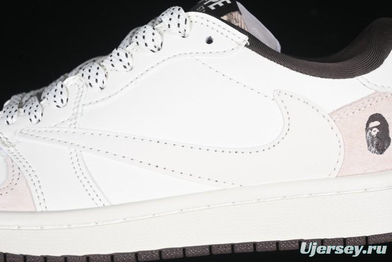 Nike Travis Scott x Fragment Design x Air Jordan 1 Low OG SP AJ1 Bape Collaboration Sneakers - AG3702-807