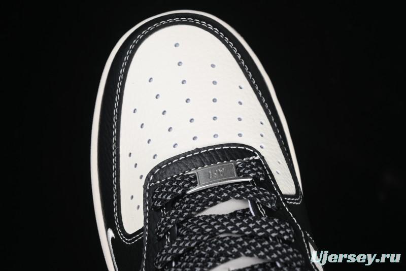 Nike Air Force 1 '07 Low Stussy Collaboration Black & White Swoosh Casual Sneakers - XZ6188-081