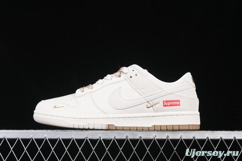 Nike SB Dunk Low Supreme Collaboration Two-Tone Khaki Anniversary High-End Custom Low-Top Casual Skate Shoes - BB8675-111