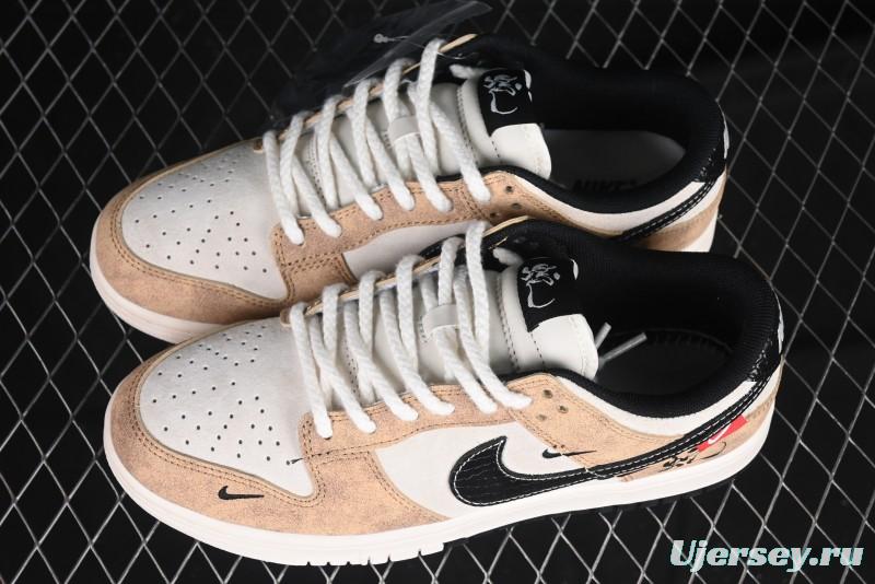 Nike SB Dunk Low Year of the Snake Wheat Black Swoosh Anniversary Custom Low-Top Casual Skate Shoes - YX5066-267