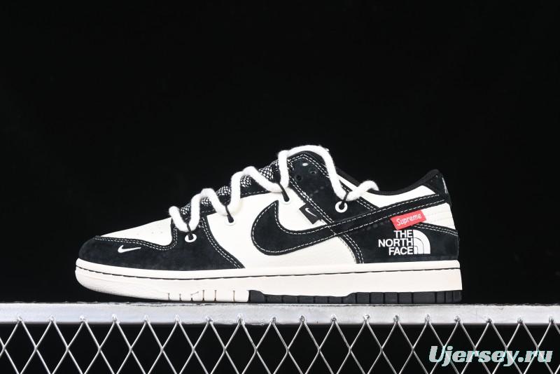 Nike SB Dunk Low The North Face x Supreme Anniversary Edition Customized Lace-Up Black White Black Swoosh Casual Skate Shoes - YX5066-227