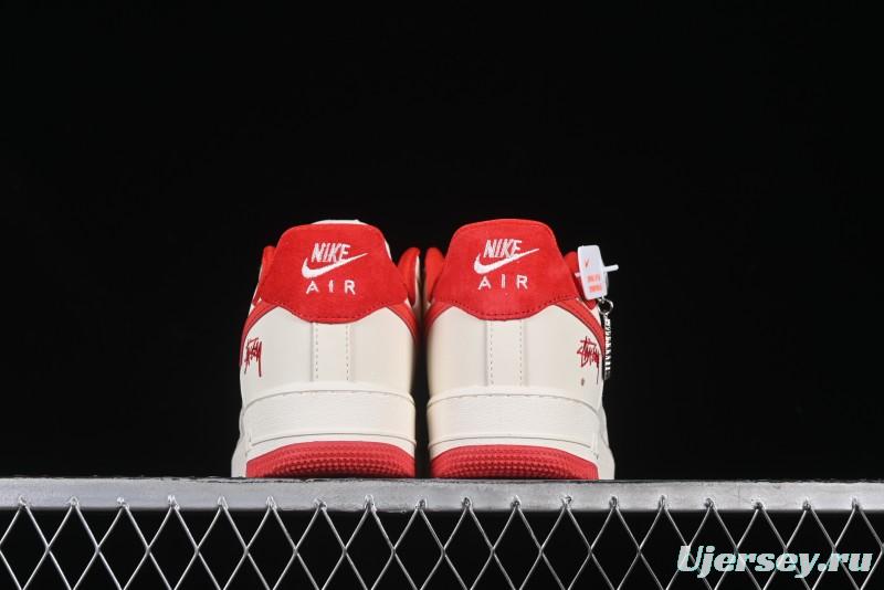 Nike Air Force 1 '07 Low Stussy Collaboration Beige Deep Orange Low-Top Casual Sneakers - DF0188-031