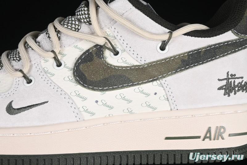 Nike Air Force 1 '07 Low Stussy Collaboration Camo Swoosh Drawstring Casual Sneakers - DM6688-014