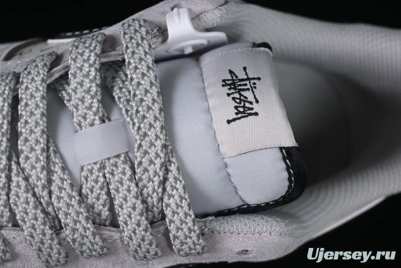 Nike Air Force 1 '07 Low Stussy Collaboration Silver Trim Black Swoosh Low-Top Casual Sneakers - XZ6188-912