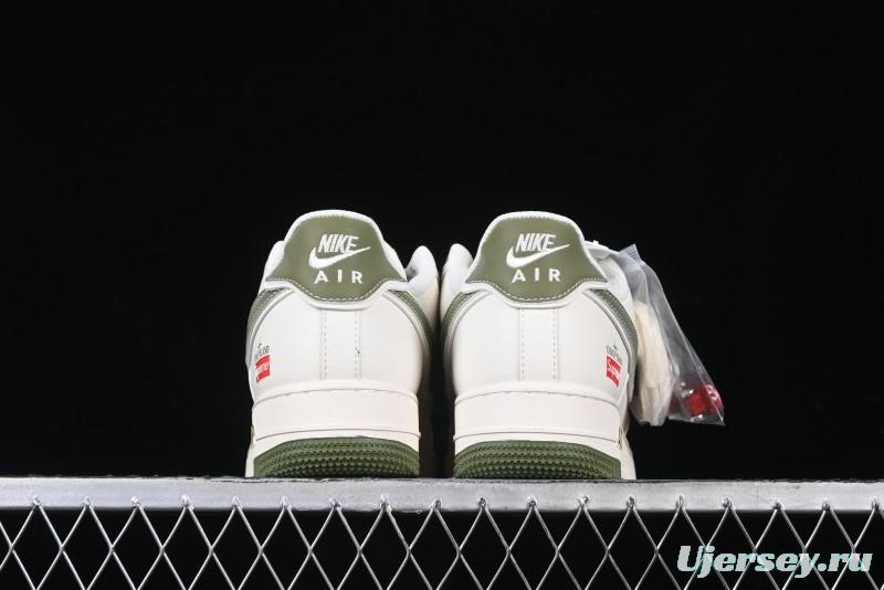 Nike Air Force 1 '07 Low Stone Island x Supreme Collaboration Beige Green Swoosh Low-Top Casual Sneakers - BB1616-301