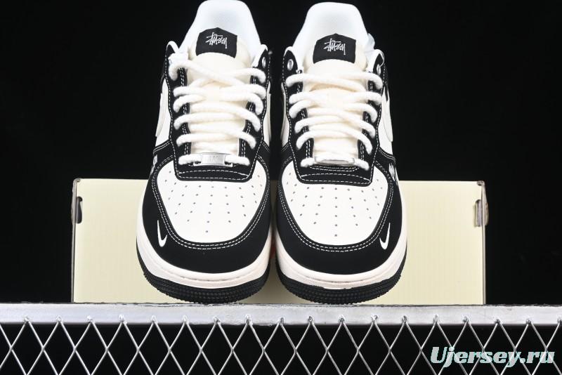 Nike Air Force 1 '07 Low Stussy Collaboration - Beige Black with Red Tab Low-Top Casual Sneakers - SJ6698-014