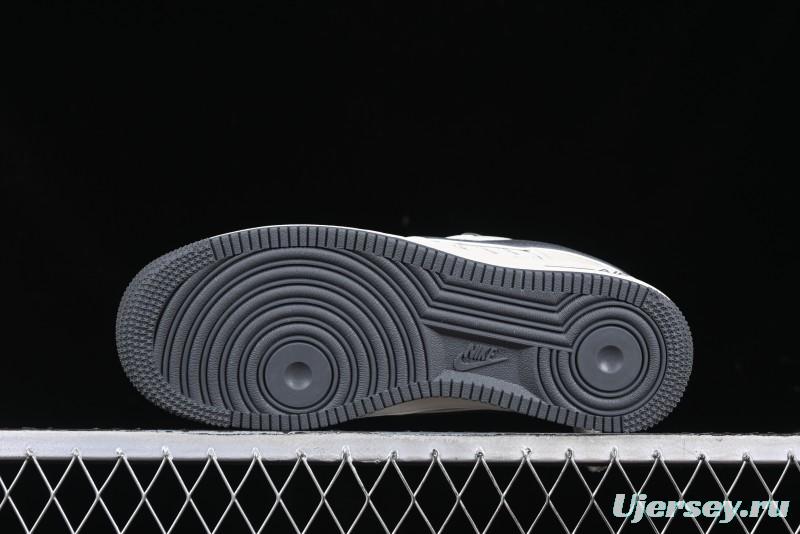 Nike Air Force 1 '07 Low Stussy Collaboration - Grey English Patchwork Low-Top Casual Sneakers - XZ3328-536