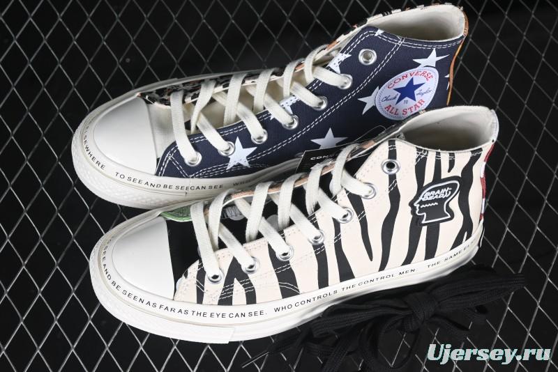 Converse x Brain Dead High Top Casual Sneakers with Mismatched Camouflage Design - A12219C
