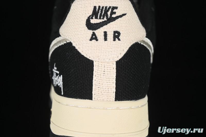Nike Air Force 1 '07 Low Stussy Collaboration Beige Black Low-Top Casual Sneakers - XZ6188-762