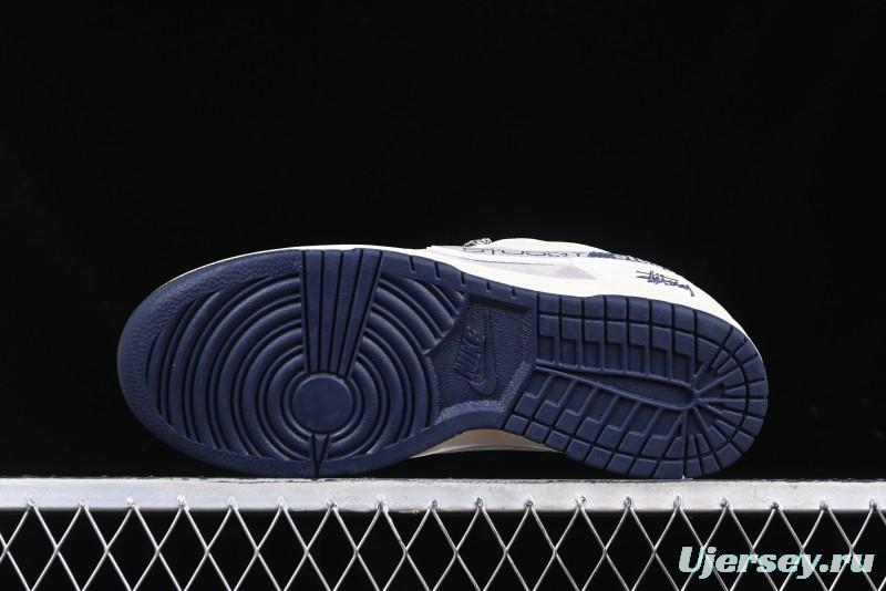 Nike SB Dunk Low Stussy Collaboration Beige Grey Print Grey Swoosh Anniversary Custom Low-Top Casual Skate Shoes - DM6868-009