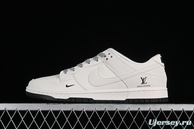 Nike SB Dunk Low LV Collaboration - Double Swoosh Beige Black Anniversary High-End Custom Low-Top Casual Sneakers - XX2025-307