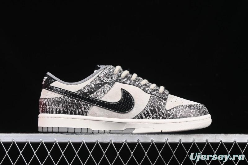 Nike SB Dunk Low Year of the Snake Series Snake Scale Black Swoosh Custom Low-Top Casual Skate Shoes - YX5066-272