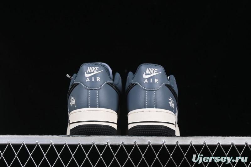 Nike Air Force 1 '07 Low Stussy Collaboration Bright Blue Black Swoosh Low-Top Casual Sneakers - XZ3328-198