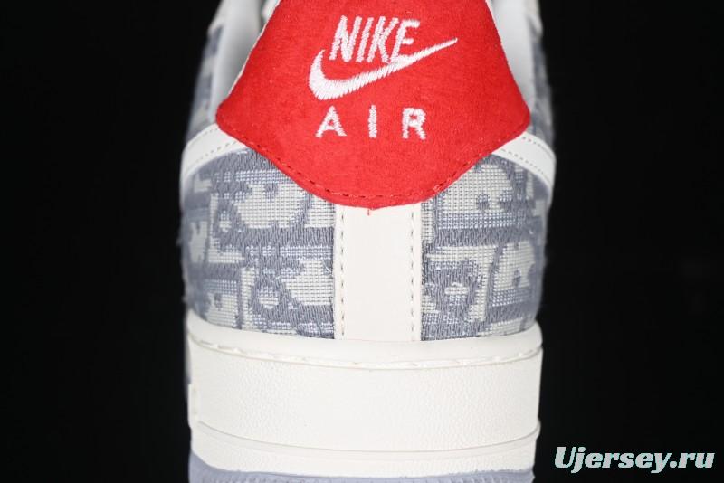 Nike Air Force 1 '07 Low Dior Collaboration - Grey Pattern Low-Top Casual Sneakers - DF0188-021